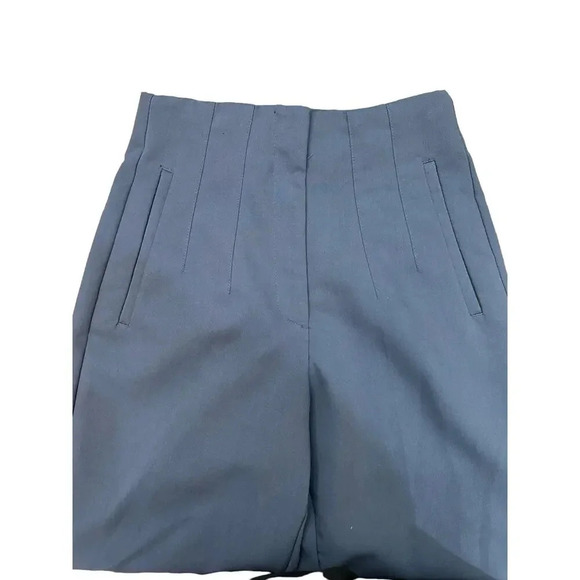 Zara Women's Blue Straight Leg Adjustable Waist Cropped Pant Size Small - Picture 5 of 10